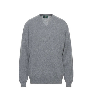 Alan Paine Gray 100% Pure Wool V-Neck Pullover Sweater‎ Medium